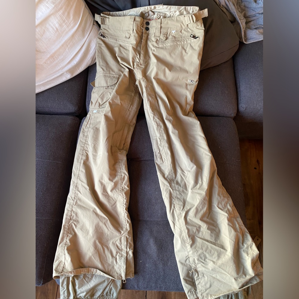 Snowboard ski pants Foursquare snow pants beige tan color women size large ski